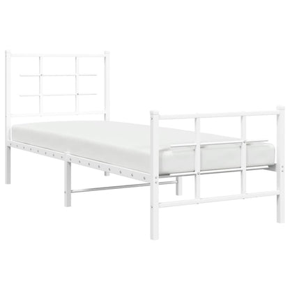 Metal Bed Frame with Headboard and Footboard White 80x200 cm