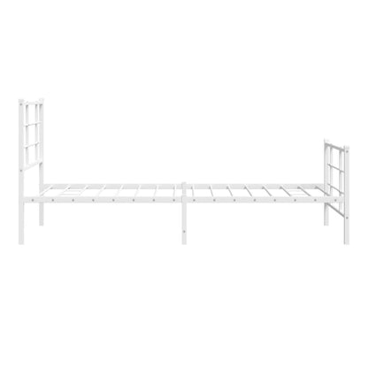 Metal Bed Frame with Headboard and Footboard White 90x190 cm Single