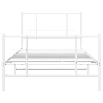 Metal Bed Frame with Headboard and Footboard White 100x190 cm