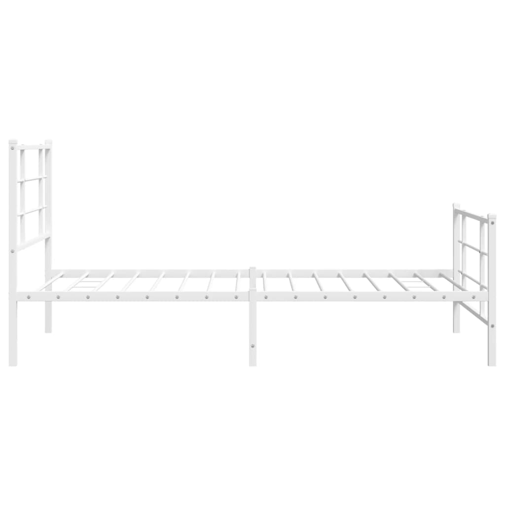 Metal Bed Frame with Headboard and Footboard White 100x190 cm