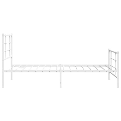 Metal Bed Frame with Headboard and Footboard White 100x190 cm