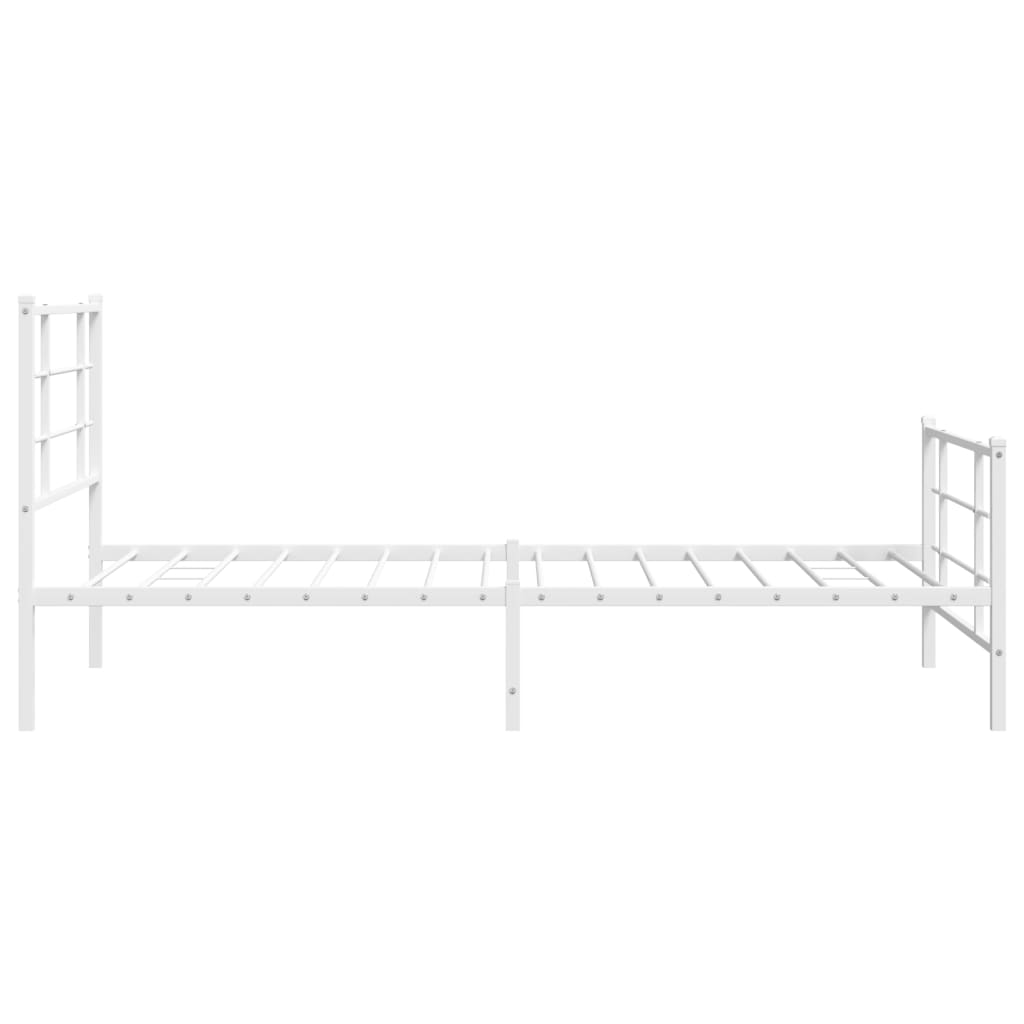 Metal Bed Frame with Headboard and Footboard White 107x203 cm