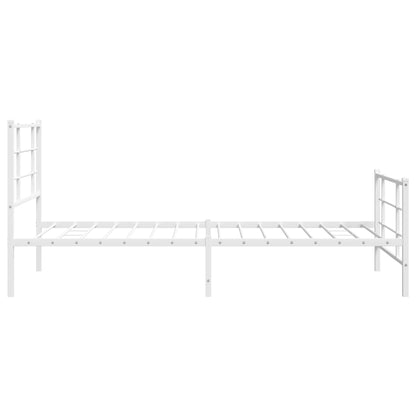 Metal Bed Frame with Headboard and Footboard White 107x203 cm