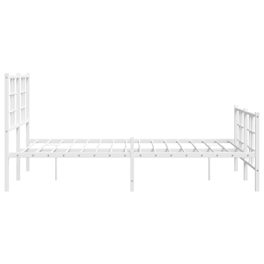 Metal Bed Frame with Headboard and Footboard White 120x190 cm Small Double