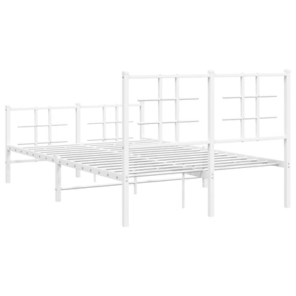 Metal Bed Frame with Headboard and Footboard White 120x190 cm Small Double