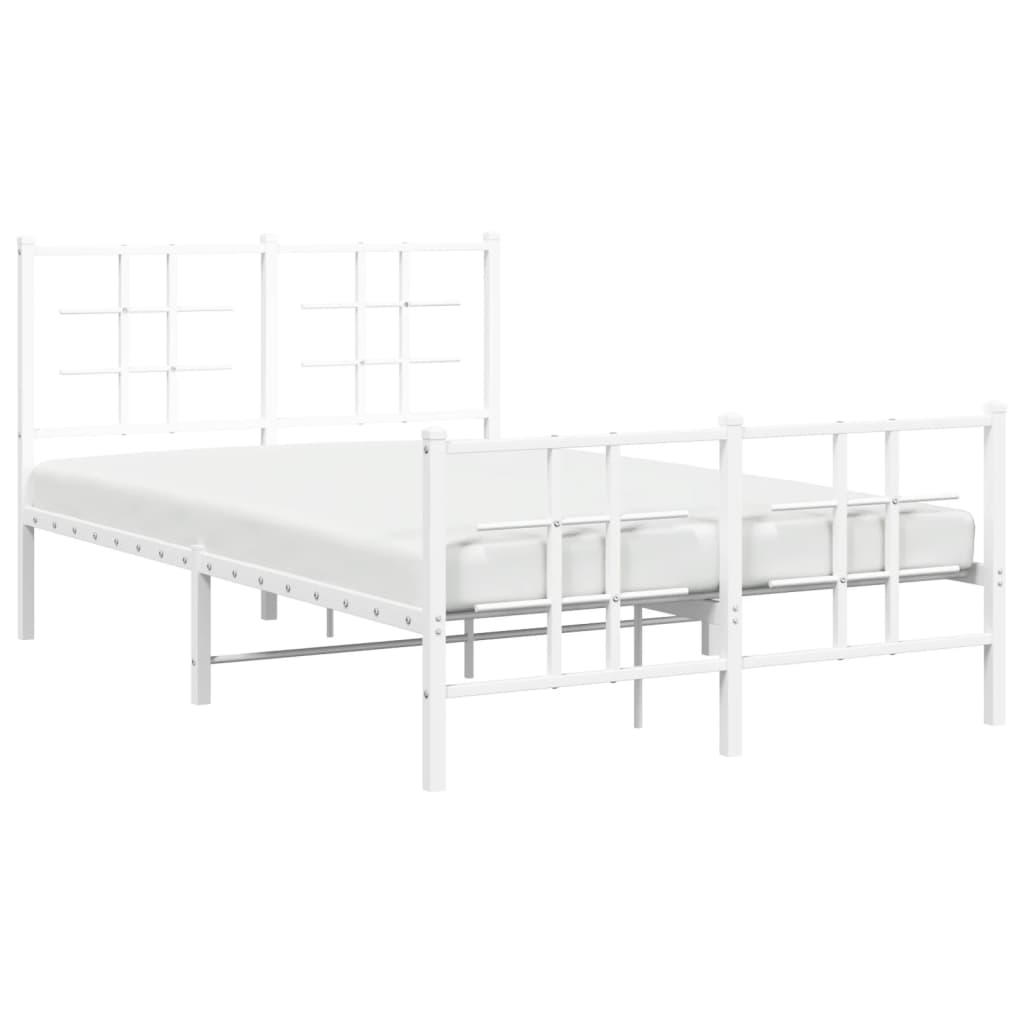 Metal Bed Frame with Headboard and Footboard White 120x200 cm