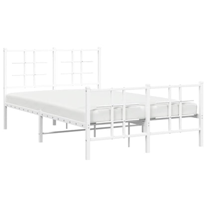 Metal Bed Frame with Headboard and Footboard White 120x200 cm