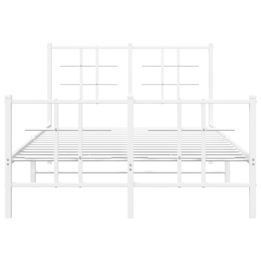 Metal Bed Frame with Headboard and Footboard White 120x200 cm