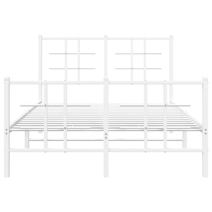 Metal Bed Frame with Headboard and Footboard White 120x200 cm