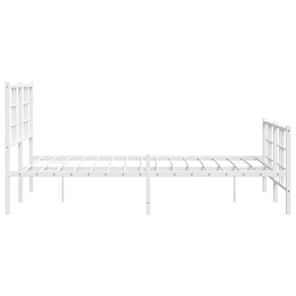 Metal Bed Frame with Headboard and Footboard White 120x200 cm