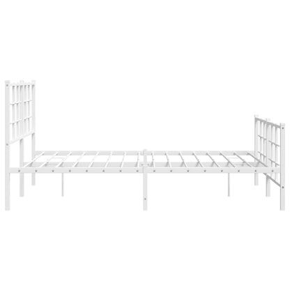 Metal Bed Frame with Headboard and Footboard White 135x190 cm Double