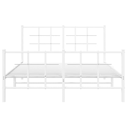 Metal Bed Frame without Mattress with Footboard White 140x190 cm