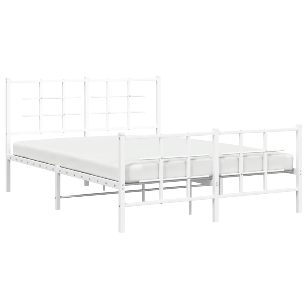 Metal Bed Frame with Headboard and Footboard White 140x200 cm