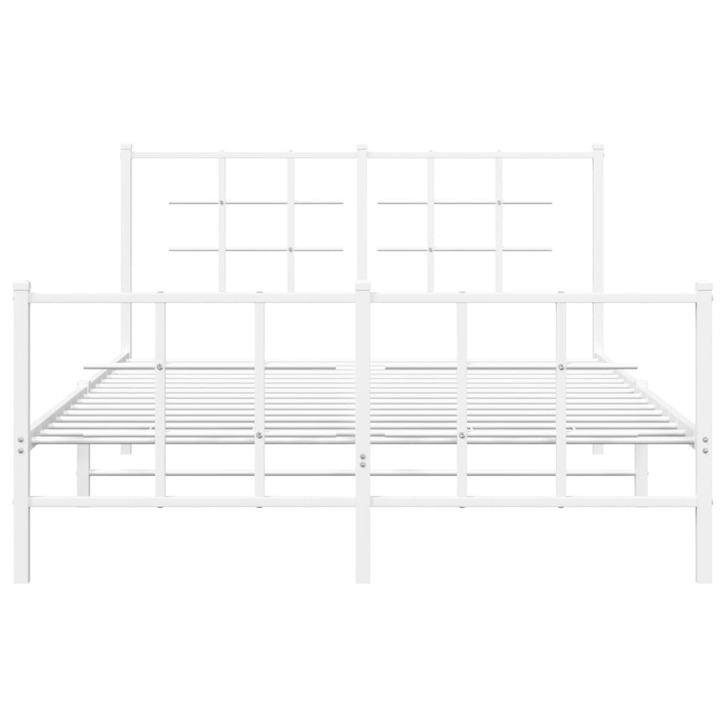 Metal Bed Frame with Headboard and Footboard White 140x200 cm