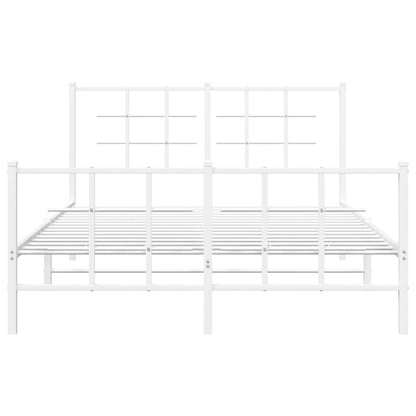 Metal Bed Frame with Headboard and Footboard White 140x200 cm