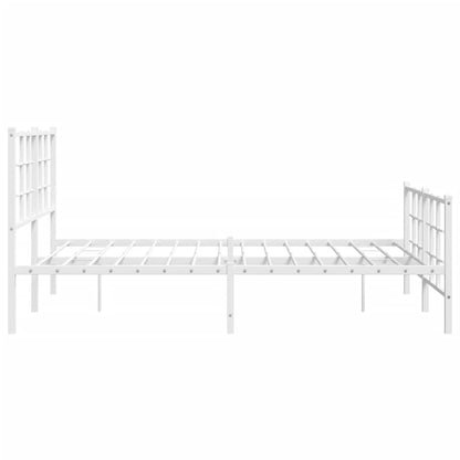 Metal Bed Frame with Headboard and Footboard White 140x200 cm