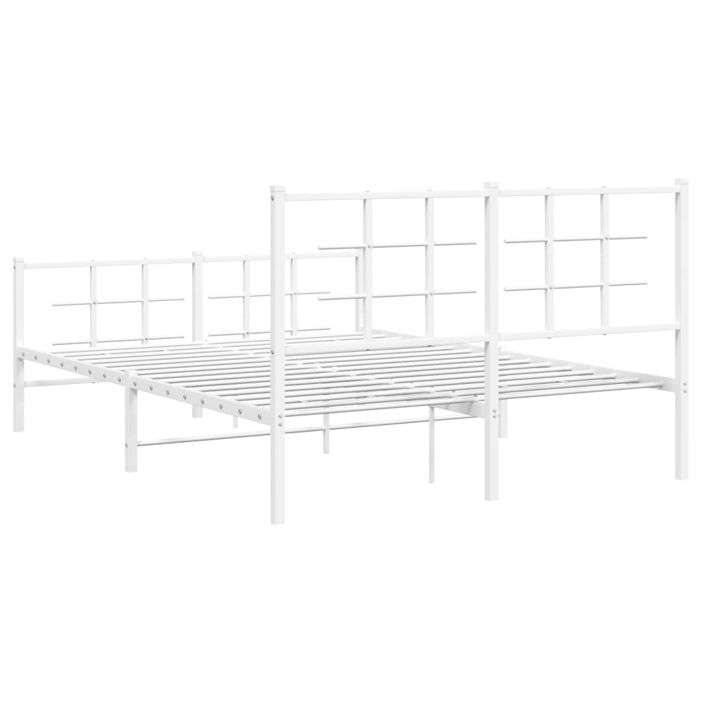 Metal Bed Frame with Headboard and Footboard White 140x200 cm