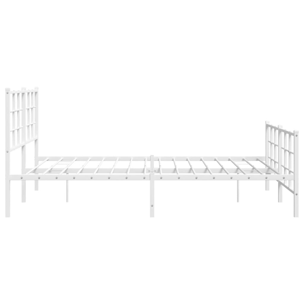 Metal Bed Frame with Headboard and Footboard White 150x200 cm King Size