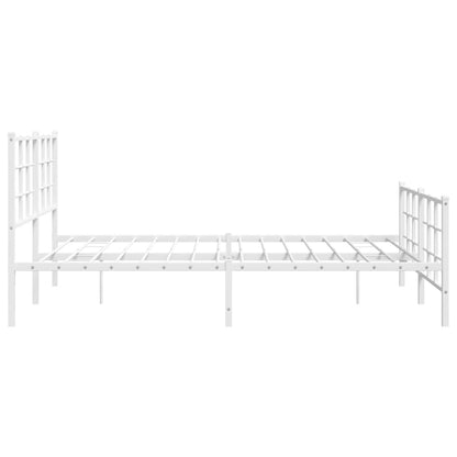 Metal Bed Frame with Headboard and Footboard White 150x200 cm King Size