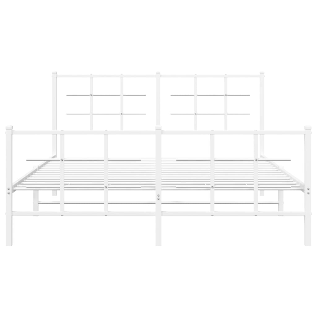 Metal Bed Frame with Headboard and Footboard White 160x200 cm