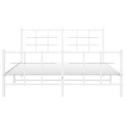 Metal Bed Frame with Headboard and Footboard White 160x200 cm