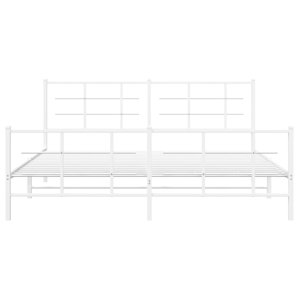 Metal Bed Frame with Headboard and Footboard White 180x200 cm Super King Size