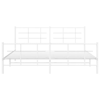 Metal Bed Frame with Headboard and Footboard White 180x200 cm Super King Size