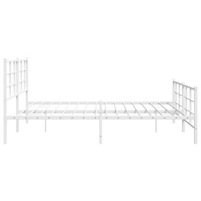 Metal Bed Frame with Headboard and Footboard White 180x200 cm Super King Size