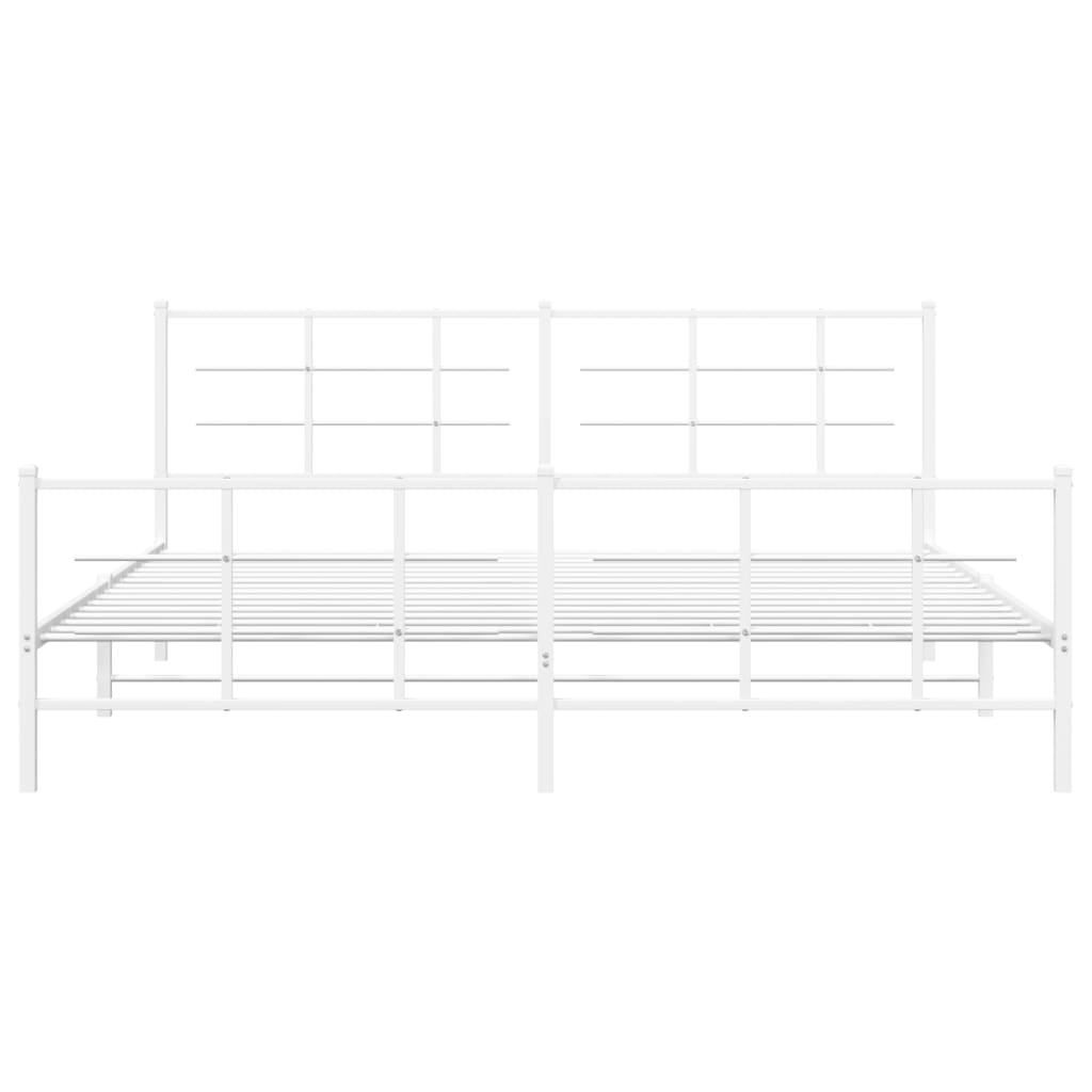 Metal Bed Frame with Headboard and Footboard White 193x203 cm