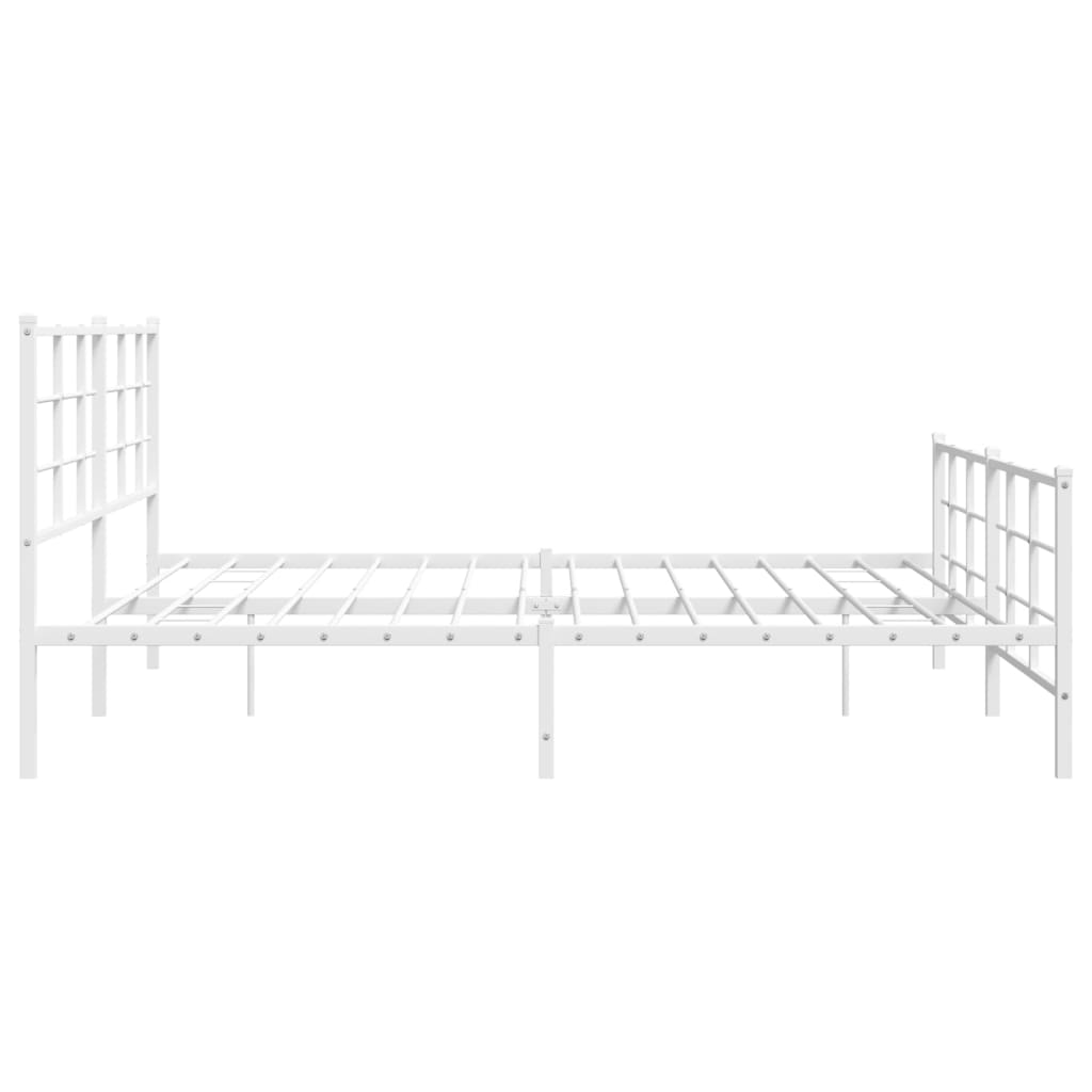 Metal Bed Frame with Headboard and Footboard White 200x200 cm