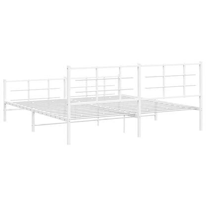 Metal Bed Frame with Headboard and Footboard White 200x200 cm