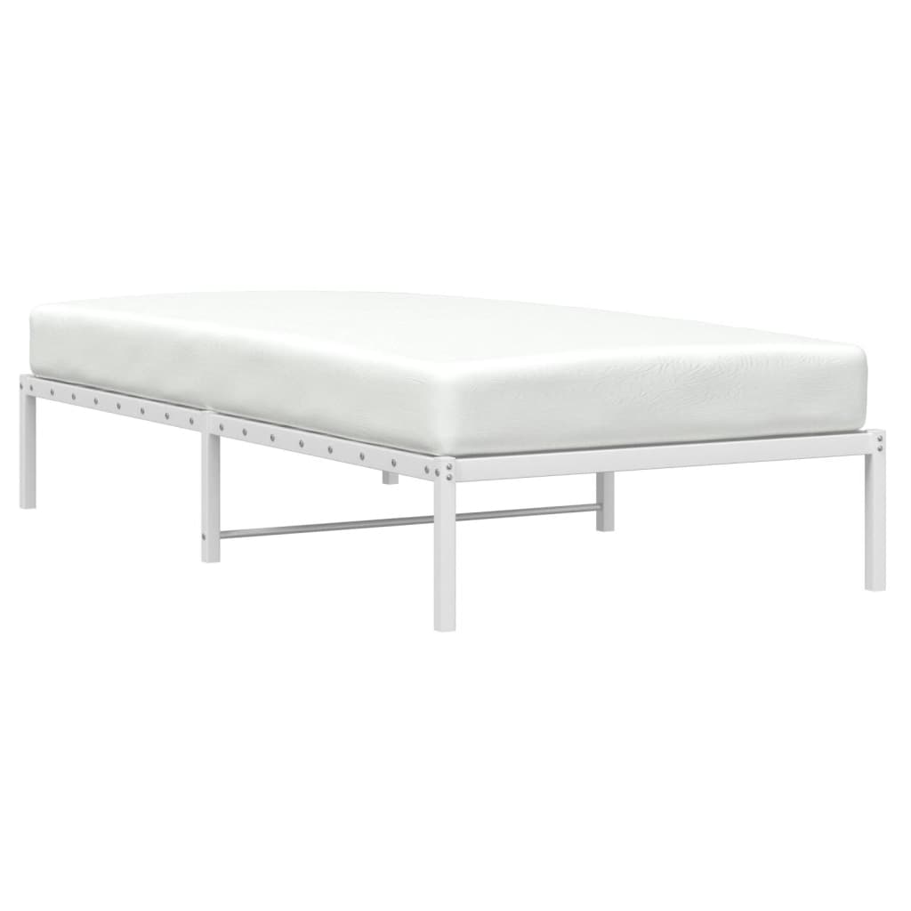 Metal Bed Frame without Mattress White 107x203 cm