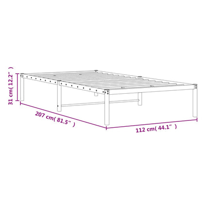 Metal Bed Frame without Mattress White 107x203 cm