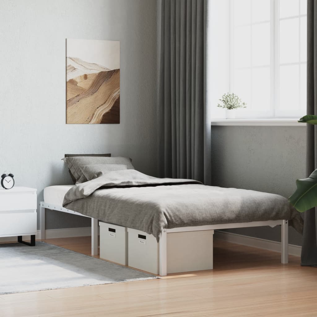 Metal Bed Frame without Mattress White 107x203 cm