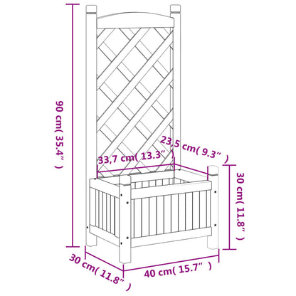 Planter with Trellis Brown Solid Wood Fir