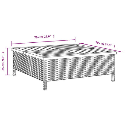 Parasol Base Cover Grey 70x70x25 cm Poly Rattan and Acacia