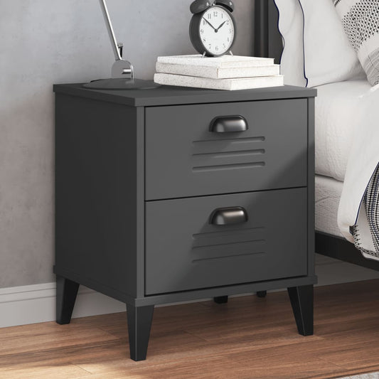 Bedside Cabinet VIKEN Anthracite Grey Engineered Wood