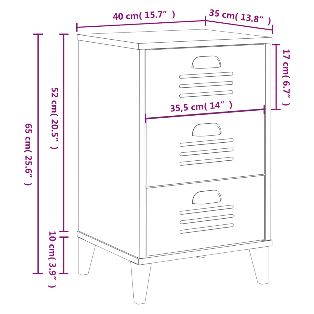 Bedside Cabinet VIKEN White Engineered Wood