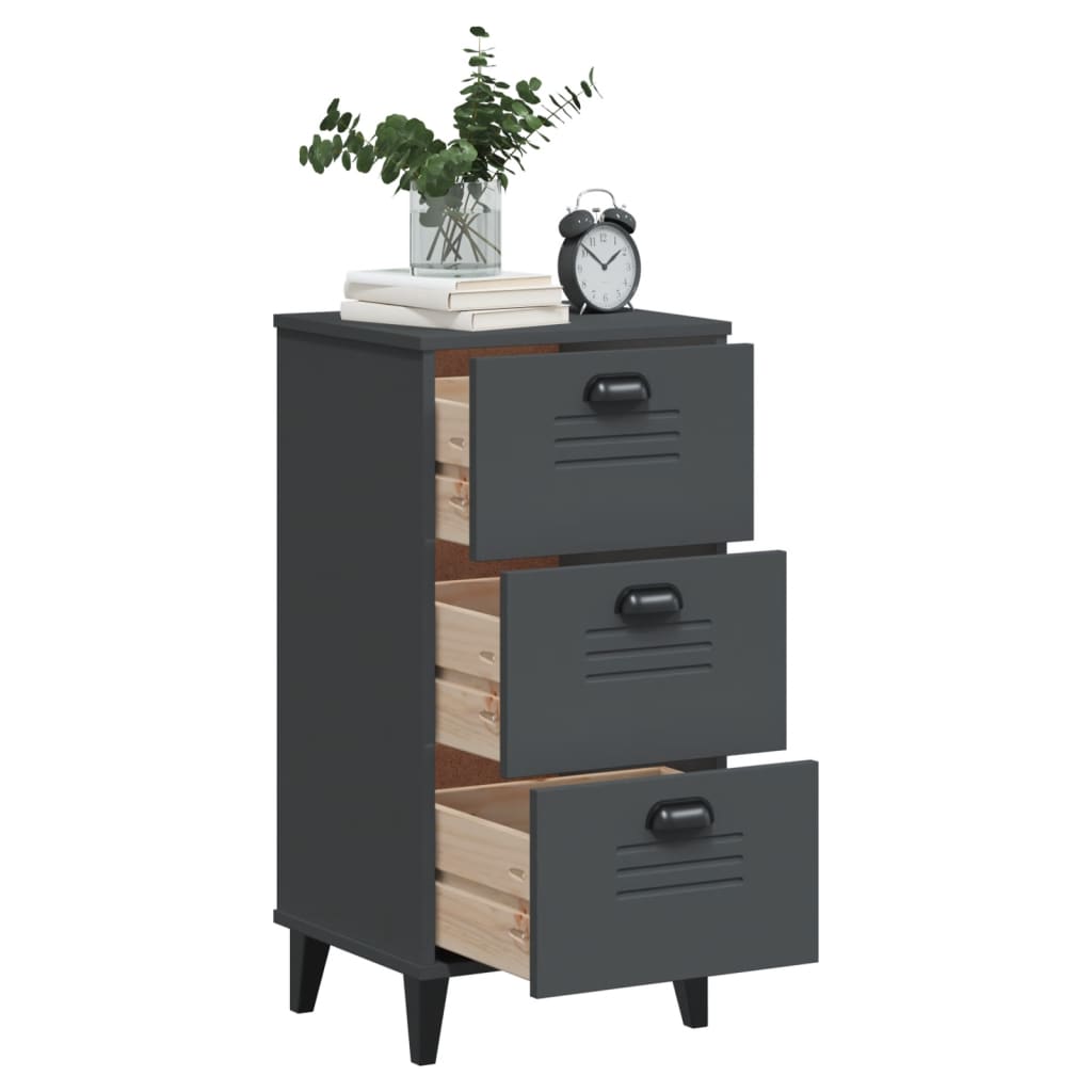 Bedside Cabinet VIKEN Anthracite Grey Engineered Wood