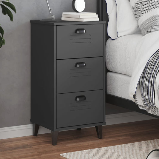 Bedside Cabinet VIKEN Anthracite Grey Engineered Wood