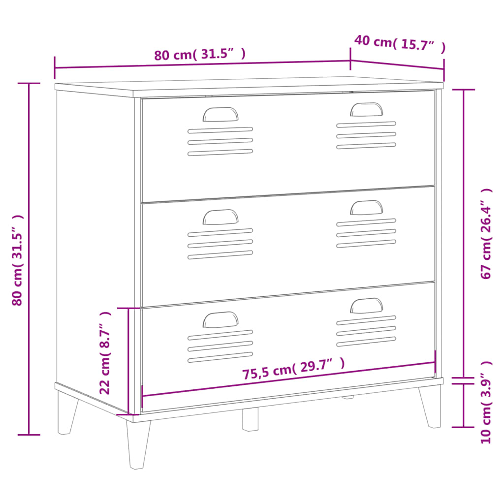 Drawer Cabinet VIKEN White Engineered Wood