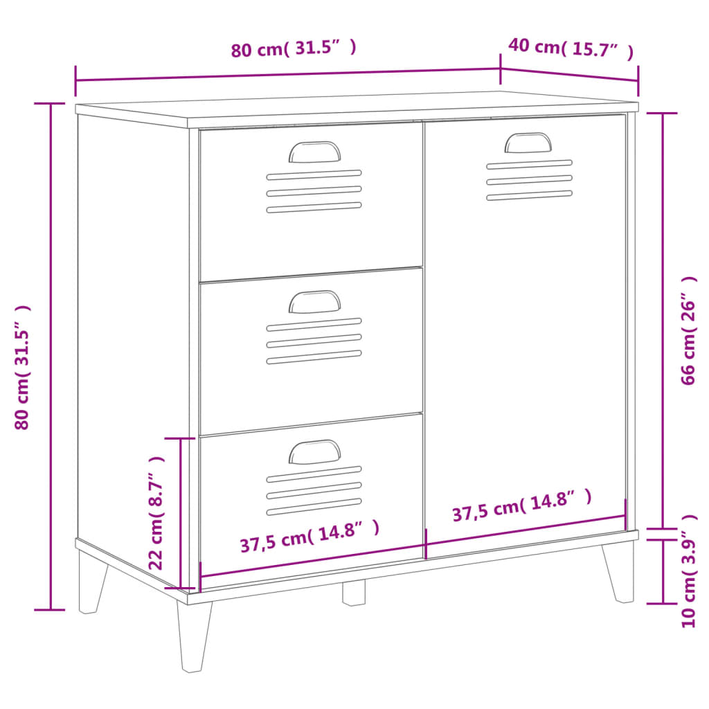 Sideboard VIKEN Anthracite Grey 80x40x80 cm Engineered Wood