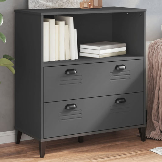 Bookcase VIKEN Anthracite Grey 80x40x90 cm Engineered Wood