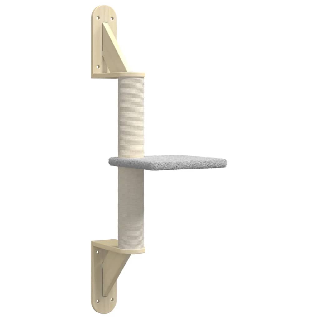 Wall-mounted Cat Tree with Scratching Post Light Grey 85.5 cm