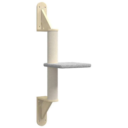 Wall-mounted Cat Tree with Scratching Post Light Grey 85.5 cm