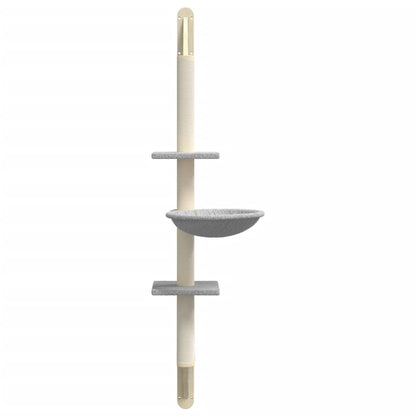 Wall-mounted Cat Tree with Scratching Post Light Grey 142.5 cm