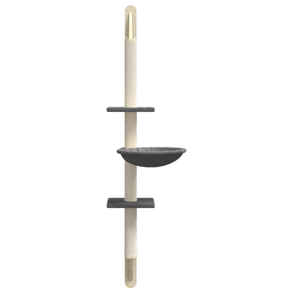 Wall-mounted Cat Tree with Scratching Post Dark Grey 142.5 cm