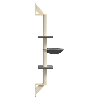 Wall-mounted Cat Tree with Scratching Post Dark Grey 142.5 cm