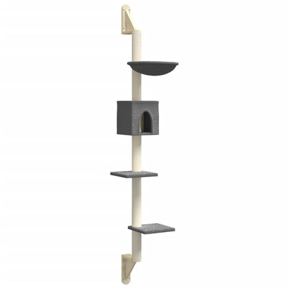 Wall-mounted Cat Tree with Scratching Post Dark Grey 187 cm