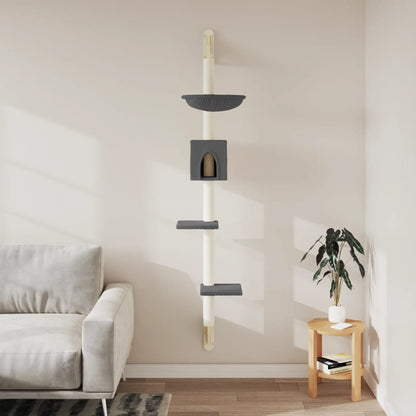 Wall-mounted Cat Tree with Scratching Post Dark Grey 187 cm